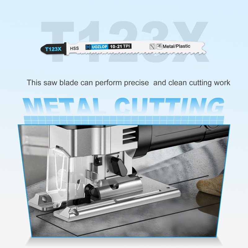 MUOZLOP 20pcsT123X Jigsaw Blades，10-21TPI Jig Saw Blades with Storage Case,T-Shank