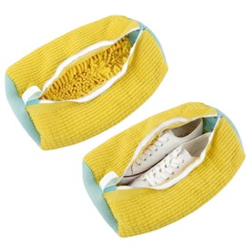 Trainer Washing Machine Bag, Two Pack in Yellow,Reusable Shoe Wash Bag for Machine Cleaning, Durable Zippered Laundry Bag for Sneakers, Dimensions 30 by 20 cm