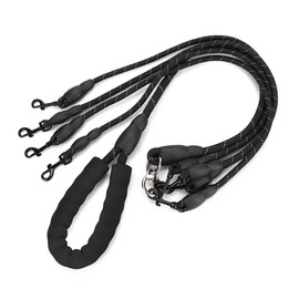 ciciglow Correa para 4 Perros, Correa para Perros de 4 Vías sin Enredos, Correa para Perros de Nailon Múltiple Desmontable con Mango Acolchado Suave, para Caminar y Entrenar Correa para