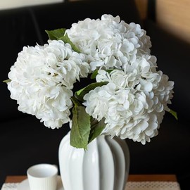 DUYONE - 3 hortensias artificiales realistas de 22 pulgadas, flores artificiales grandes, flores secas al aire última intervensión, boda, Navidad, oficina, fiesta, sala de estar, decoración de mesa