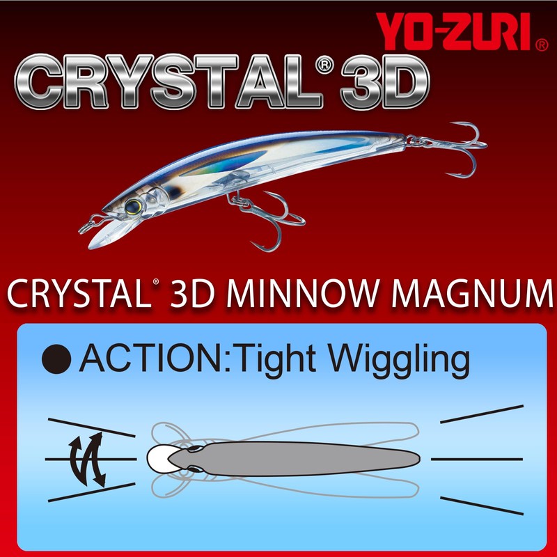 Yo-Zuri Crystal 3D Minnow Magnum Lure, Blue Tiger, 6-1/2-Inch, 1