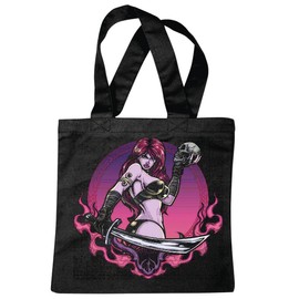 Reifen-Markt BIKERGIRL Shoulder Bag with Sword Biker Shirt Motorcycle Chopper Gothic Motorcycle Skull Motorcycle Club Bike Route 66 Shopping Bag School Bag Gym Bag in Black, black