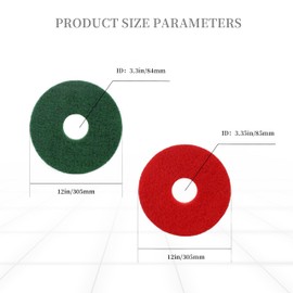 Rifatrio Cleaning Orbiter Pad 437.049 437.056 Fits for Oreck 550MC Orbiter Floor Machine-Medium Grit (150),12inch Diameter Floor Scrubber Pads (Green & Red)