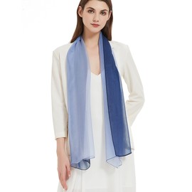 PANTONIGHT Long Ombre Chiffon Sheer Scarf Gradient Blue Shaded Colors Lightweight Scarf For Womens (Color 087)