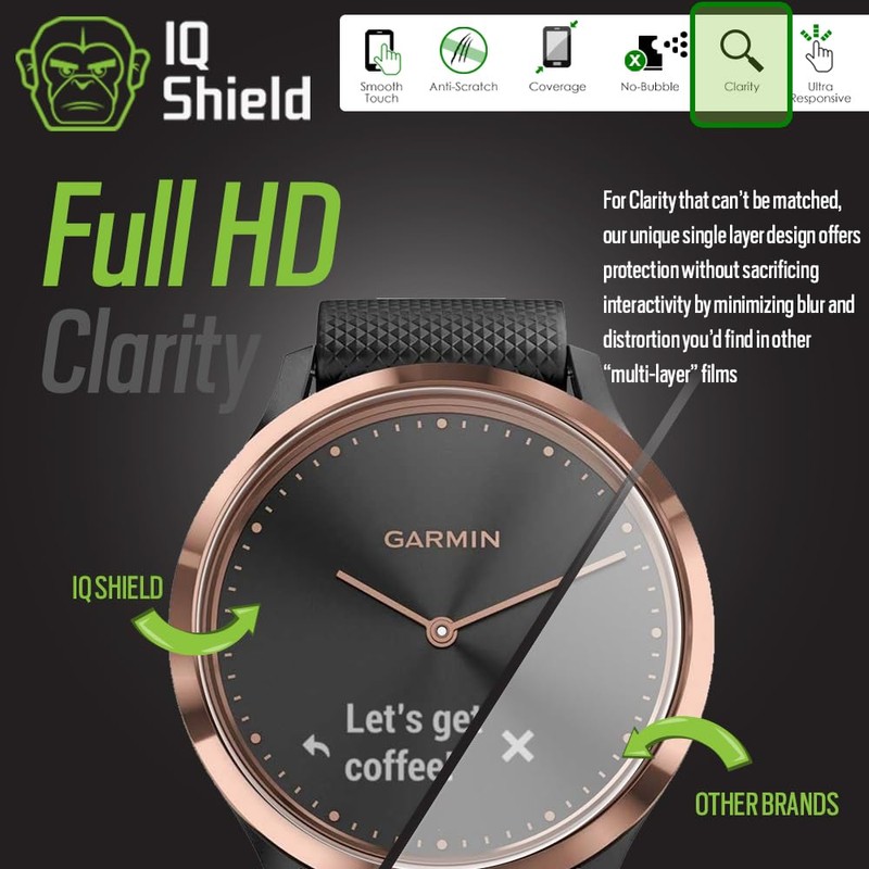 IQShield Screen Protector Compatible with Garmin Vivomove Sport (6-Pack) Anti-Bubble