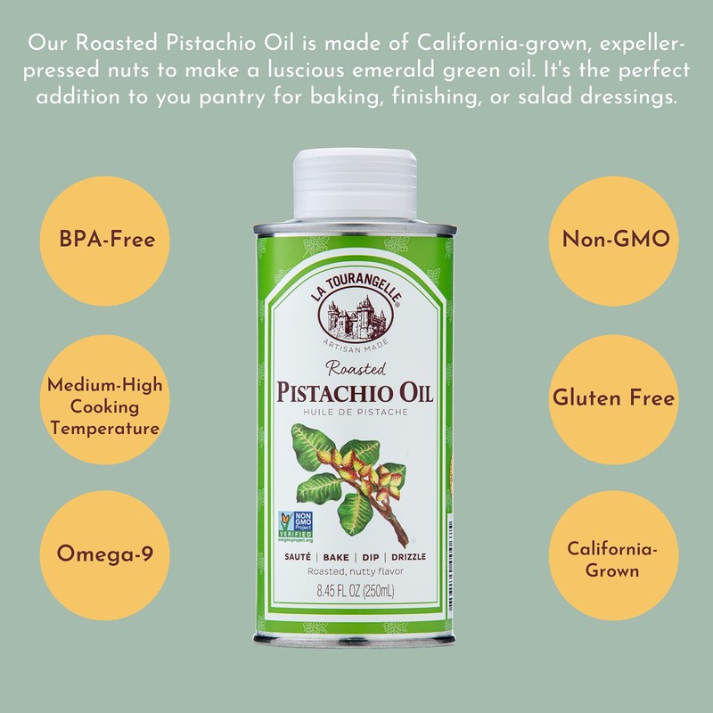 La Tourangelle, Roasted Pistachio Expeller-Pressed Oil for Cooking, Baking, and