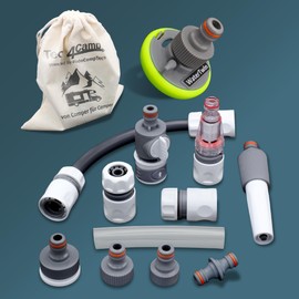 MaJoCompTec® CONNECT-30 Motorhome Water Tank Set, Caravan Filler Neck Tank Cap Accessories (Connection Set with Filter, Bundle with Water Tank Adapter 3 Pin D: 68)