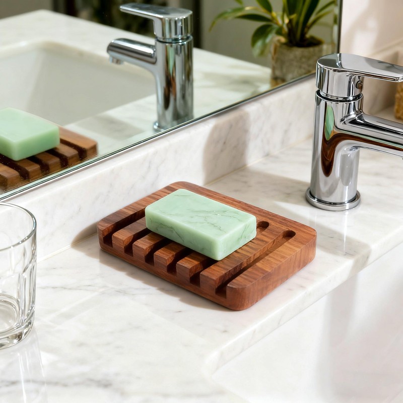 Teak Wood Soap Dish - Bar Soap Holder & Soap