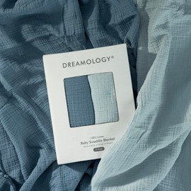 Dreamology Muslin Swaddle Blankets Boys Girls,2 Pack,Receiving Blankets,Soft and Breathable Baby Blanket,100% Cotton,Swaddling Wraps for Newborns,44 x 44 Cotton Swaddle Blanket | Blue and Light Blue