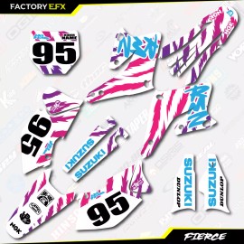 Factory EFX White Blue Retro Fierce Racing Graphics Kit fits 04-06 Suzuki RMZ250 RMZ 250 - Graphics, Plates and Numbers
