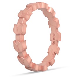 Enso Rings Stackable Silicone Wedding Rings – Multiple Designs for Everyday Wear - Comfortable and Flexible - Metallic Rose Gold-Colored - Size 6