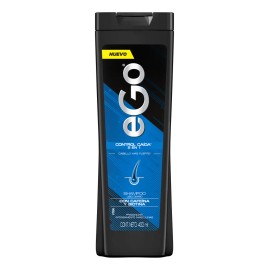 EGO Shampoo control cada 2 en 1 con cafena y biotina reduce la cada del cabello y deja una fragancia intensamente masculina 400ml                     