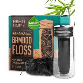 Natural Charcoal Bamboo Dental Floss, 3-Pack - Organic, Eco, Pfas Free - Reusable Natural Floss