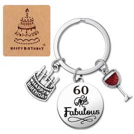 SwirlColor Birthday Keyring, Birthday Gifts for Women Men Exquisite Keyring Gifts for Years Old Birthday, with Happy Birthday Card, Silvery, Unit size