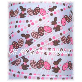 5 YARD SALE - 1.5 OMG CHOCOLATE EASTER BUNNY RABBIT EGGS GROSGRAIN RIBBON
