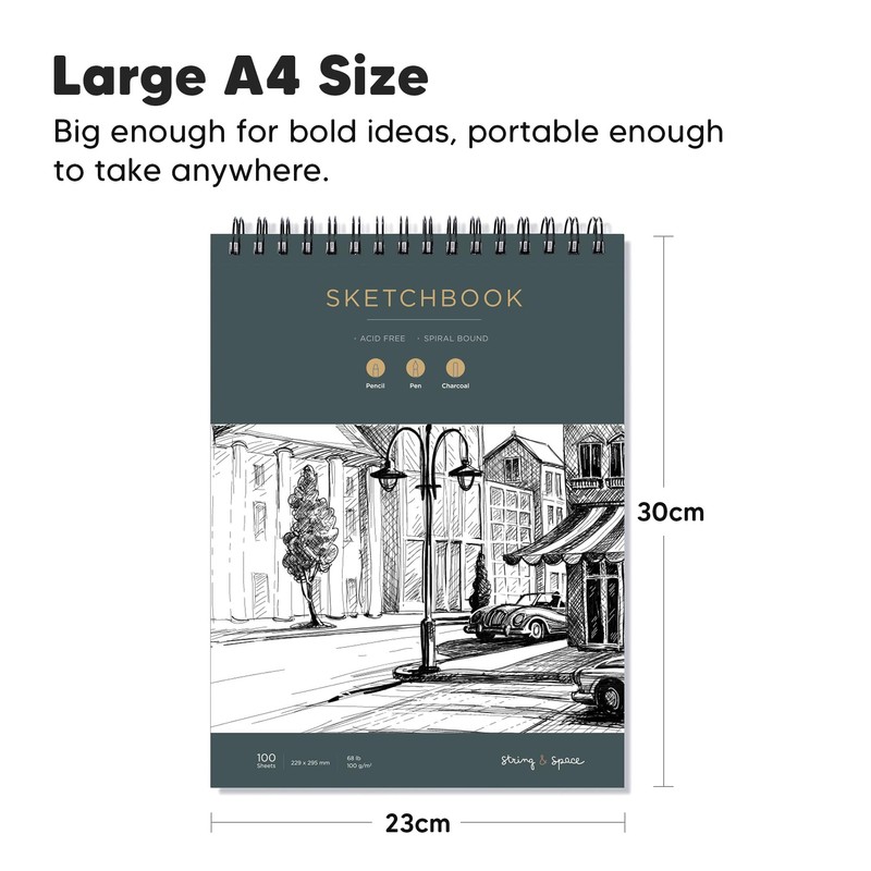 100gsm A4 Sketchbook for Artists - Spiral Bound Drawing Pad