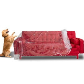 2 Pack Furniture Clear Cover Plastic Duty Water and dustproof Resistant Sofa Slipcover Plastic Sofa Cover Protection Covers for Moving Long Term,118" x 78"（300CM*200CM)