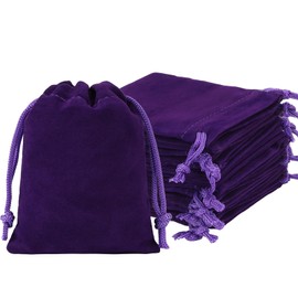 Shintop 10 pcs Velvet Bags with Drawstring, 3 x 4 Inch Little Purple Jewelry Pouches Gift Packaging Cloth Dice Bags for Small Gift, Party Favor