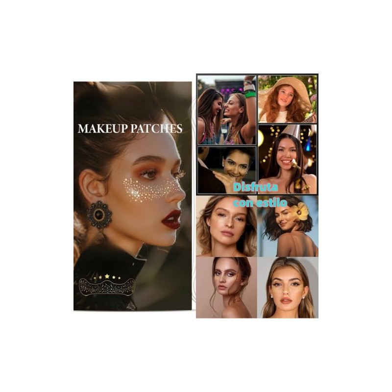 Glitter Pecas Cara Tatuaje, 6pcs Gold Sparkle Pecas, Cara Glitter