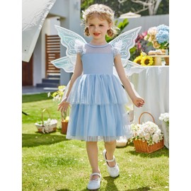 Arshiner Light Blue Toddler Dress Tiered Tulle Easter Party Flower Girl Outfit for Girls 4-5Y