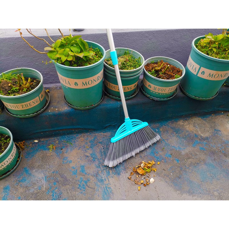 Xifando Three-Section Telescopic Aluminum Alloy Rod Long-Handled Broom for Housekeeping