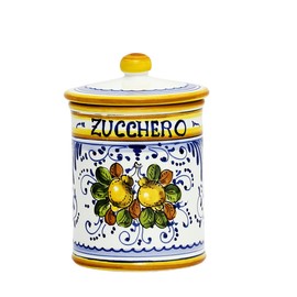 Artistica LIMONCINI: Tuscan Canister 'ZUCCHERO' (Sugar) lemon design - Handpainted in Italy. Shipped from the USA with Certificate of Authenticity.