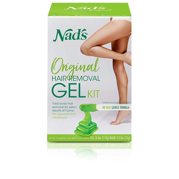 Nad's Wax Kit Gel - Wax Hair Removal For Women - Body+Face Wax - All Skin Types - At Home Waxing Kit With 6 Oz Wax Gel, Cleansing Wipes, Wooden Spatula, Re-Usable Cotton Strips, Moisture Soothing Balm