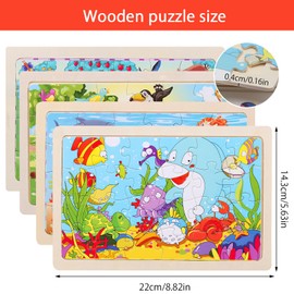 Animals Puzzle from 3 4 5 Years 4 Puzzle x 24 Pieces Children Girls Wooden Puzzle Preschool Educational Toy Montessori Puzzle Gifts for Children for Boys and Girls