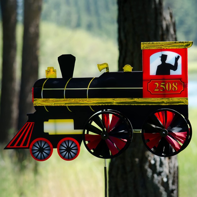 In the Breeze 2508 Steam Engine Ground Spinner-Garden Decoration