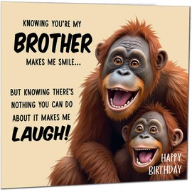 Funny Birthday Card for Step Brother Nothing You Can Do About It Monkey Hilarious Birthday Card from Step-Sister Step-Brother