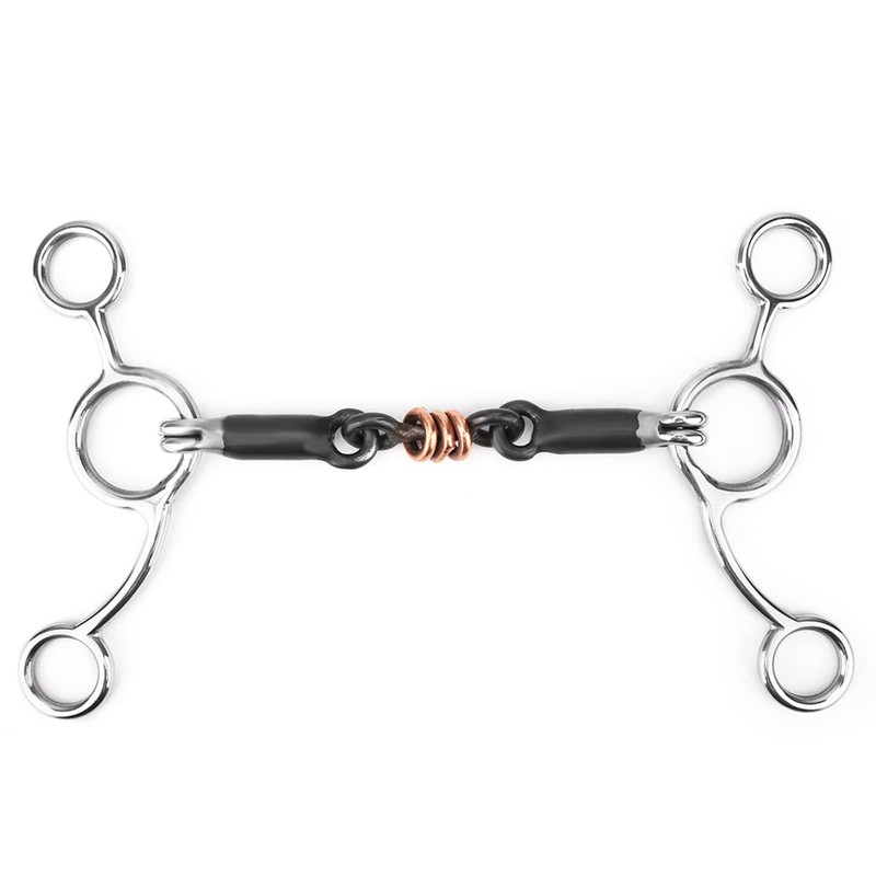 QANYEGN Stainless Steel Horse Chew Bit, Black Snaffle Bit, Gag