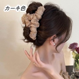 Hair Claw Ribbon, Large Hair Dome, Chiffon, Hair Clip, Hair Clip, Firmly Curled, Barrette, Strong, French Clip, Korean Style, Stylish, Hair Clip, Office, Simple, Hair Accessory, Hair Ornament,