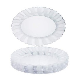 Matana - 10 Clear Multi-Use Plastic Oval Serving Trays for Platters - 30x23cm