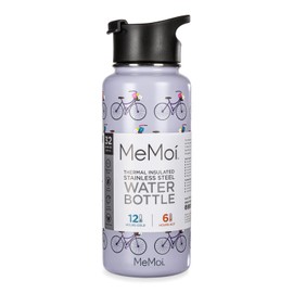 MeMoi Thermal Insulated Stainless Steel Bicycles 32 Oz Water Bottle Lavender 32 OZ