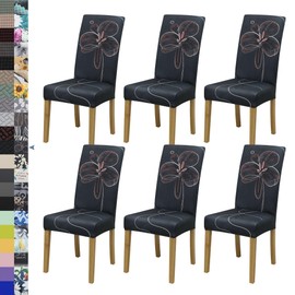 BIETYONE - Juego de 6 fundas para sillas de comedor, fundas elásticas para sillas de cocina, lavables, fundas protectoras para sillas de comedor, para el hogar, restaurante, banquete (patrón 8)