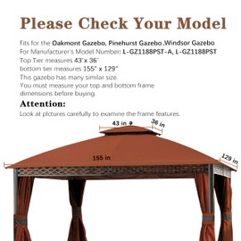 SCOCANOPY Replacement Top for 10X12Ft Oakmont Gazebo L-GZ1188PST-A,Pinehurst Gazebo L-GZ1188PST,South Hampton Gazebo L-GZ659PST(Rust Red)