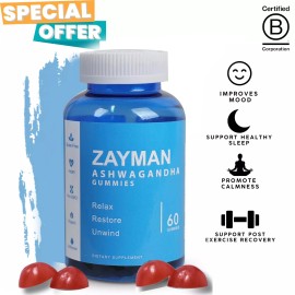 As Show ZAYMAN Nutrition Ashwagandha Gummies Mixed Berry 60 gummy 3PCS