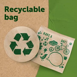 Ziploc Paper Sandwich & Snack Bags, Recyclable & Sealable with Fun Designs, 50 Count