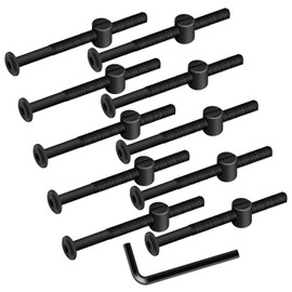 M8 x 100mm Black Flat Head Socket Head Screw Furniture Bolts and Barrel Nuts, with Allen Wrench Perfect for Furniture, 10 Sets