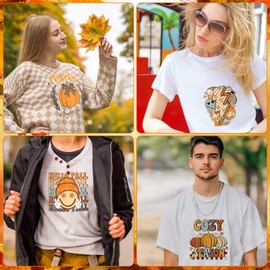 TecUnite 30 Pcs Fall Iron On Transfer Patches Western Fall Iron On Vinyl Decals for Jeans Autumn Thanksgiving Day DTF Heat Transfer Vinyl Sticker DIY Iron On Appliques for Clothing T Shirt Pillow Hat