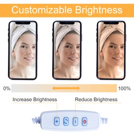 AGM Selfie Ring Light, 3.54inch Diameter with 24inch Gooseneck Stand & Cell Phone Holder Makeup Light, Teleworking Social Media Live-Streaming Phone Mount