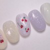 Handmade Nail Tips Cherry Berry - Coffin Long / 수제네일팁체리베리