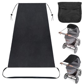 FGen Universal Awning for Prams, with UV Protection Coating 50+ and Blind Function/Sun Protection for Babies, Awning with Bag, Black