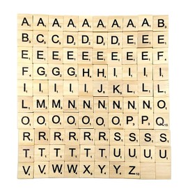 100Pcs Wooden Alphabet Letters Scrabble Tiles Set / DIY Letter Crafts for Children Kids Student