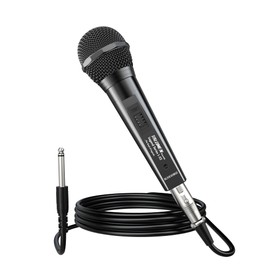 talomen Wired Microphone for Singing, Metal Female, ON/Off Switch, Professional Vocal Dynamic Mic with 20ft & 6.5ft XLR Audio Cable, Cardioid Studio Microfono for Podcasting and Recording, Black-L52