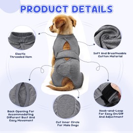 SlowTon Dog Surgery Recovery Suit - Breathable Adjustable Dog Onesie for Female Male Dogs, Anti Licking Dog Body Suit E-Collar & Cone Alternative After Surgery Spay Neuter (Grey, L)