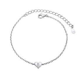 Heart Initial b Simple Stack Bracelets For Women Sterling Silver Chain Bracelet Friendship Bracelets
