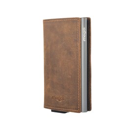 Mogdi Nano Mini Duo Premium Men's Wallet RFID Protection Card Case Business Wallet Finest A++ Genuine Leather Grey