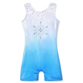 HOZIY - Maillots para niñas, gimnasia, niños, ciclismo, copo de nieve, cinta azul, morado, rosa intenso, brillo, A Snow Blue, 7-8 Años