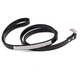 1.5CM*120CM PU Leather Dog Lead Dazzling Sparkling Black Dog Leash With Rhinestone Leather Pet Leash For Cat.Puppy.Small Pet